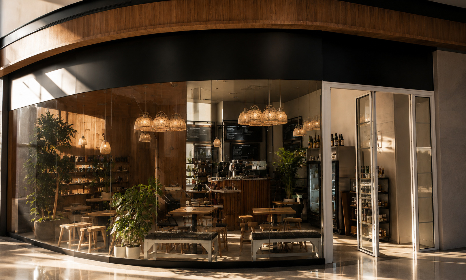 Cocina con carpintería oscura e isla de mármol