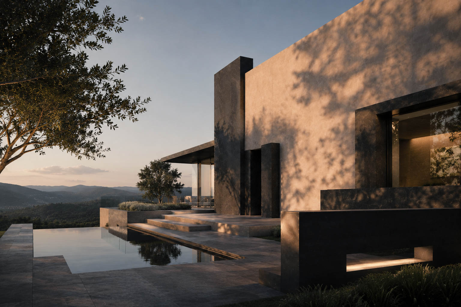 Obra residencial con alberca terminada